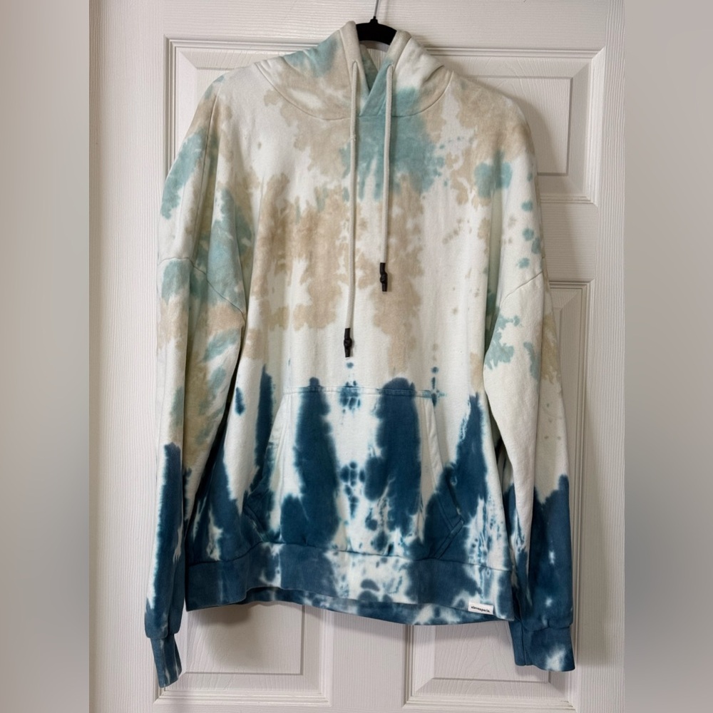 ELEVENPARIS Men’s Bluestone Marble Hooded Sweatshirt 100% Cotton Size XL